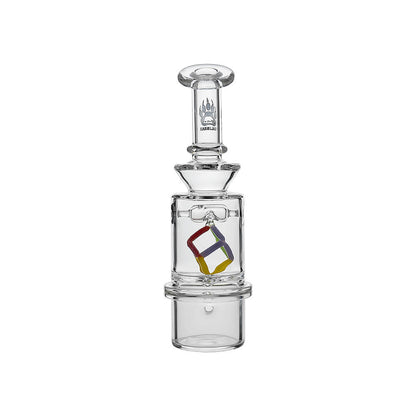 Calibear Spinning Cube Dry Top glass attachment for Dr. Dabber Switch 2 featuring a colorful internal spinning cube and clear borosilicate glass body.