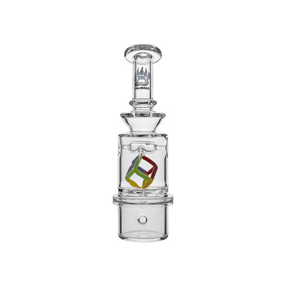 Calibear Spinning Cube Dry Top glass attachment for Dr. Dabber Switch 2 featuring a colorful internal spinning cube and clear borosilicate glass body.