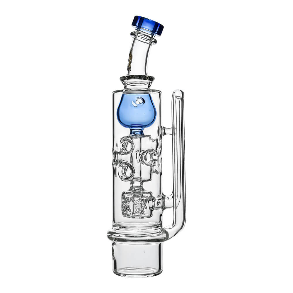Calibear Straight Fab Torus Incycler glass attachments for Dr. Dabber Switch 2 in multiple colors including blue, purple, green, and black accents.