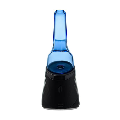Four colorful conical dry top glass attachments for Puffco Peak OG and Pro in blue, smoke, purple, and clear by CaliBear.