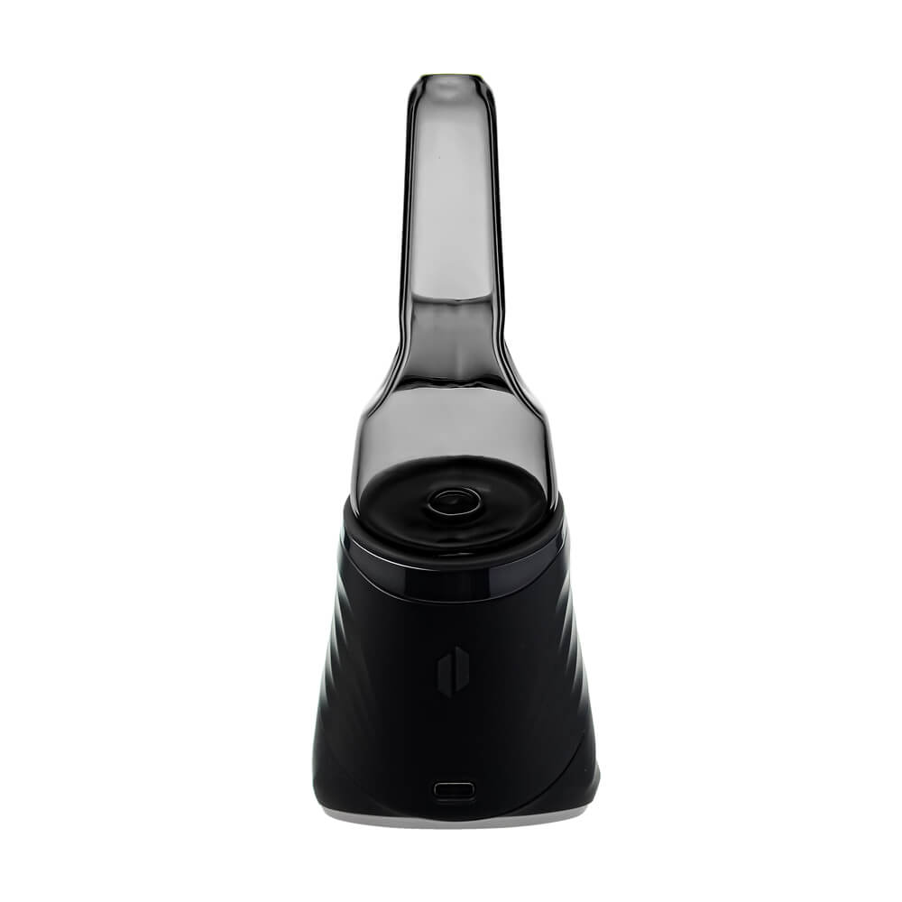 Four colorful conical dry top glass attachments for Puffco Peak OG and Pro in blue, smoke, purple, and clear by CaliBear.