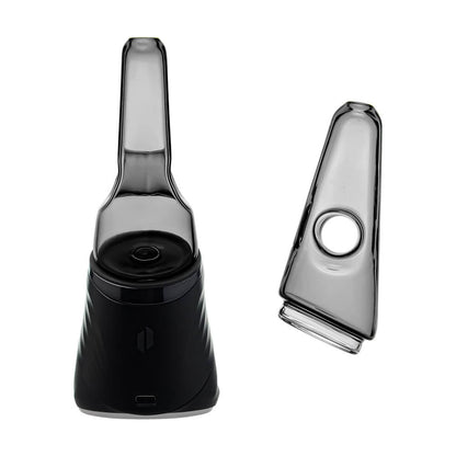 Four colorful conical dry top glass attachments for Puffco Peak OG and Pro in blue, smoke, purple, and clear by CaliBear.