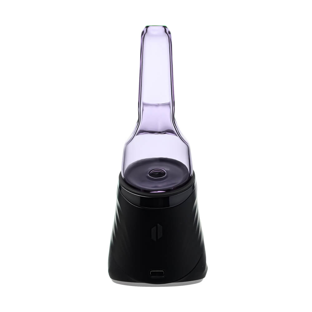 Four colorful conical dry top glass attachments for Puffco Peak OG and Pro in blue, smoke, purple, and clear by CaliBear.