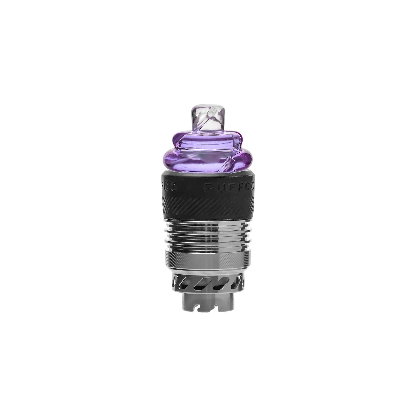 CaliBear dual-functional spinning carb caps with opal inlays for Puffco Peak and Proxy in black, blue, green, and purple showing reversible airflow design.
