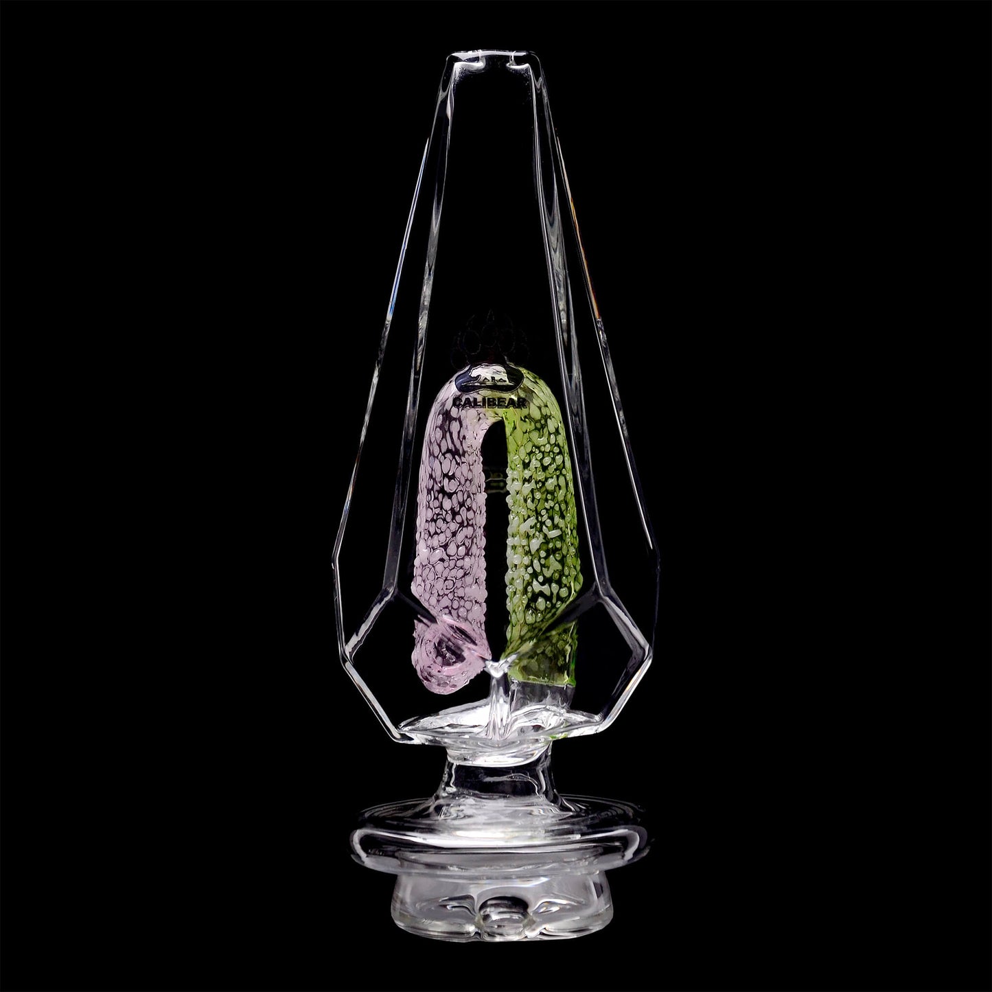 FANCY HEXAGON GUMMY PERC GLASS ATTACHMENT FOR FOCUS V CARTA ERIG- Premium carta glass attachment from Calibear Glass. Ideal for dabbing, providing smooth hits and durability. Shop high-quality dab rigs, water pipes, bongs, erig glasses and glass smoking accessories at Calibear Glass. Elevate your smoking experience with a durable and stylish glass dab rig. Free shipping on all orders.