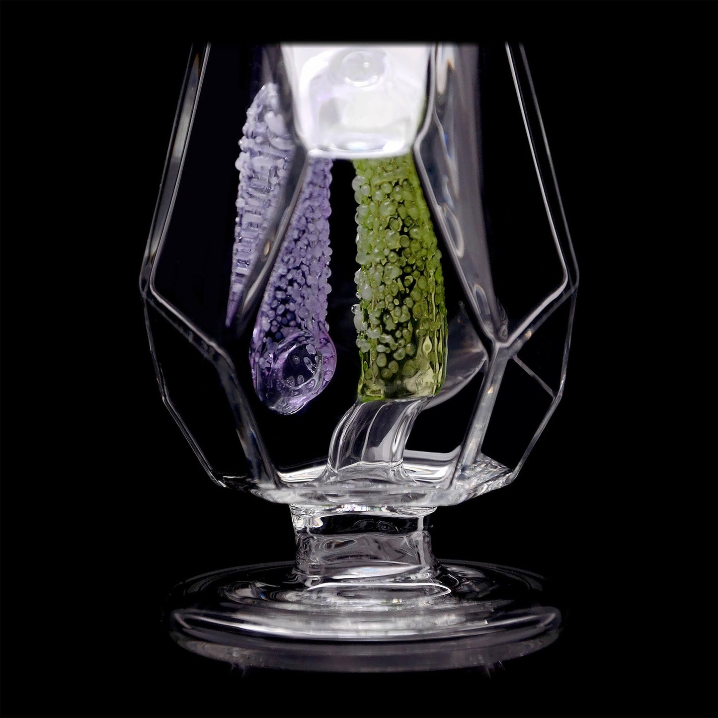FANCY HEXAGON GUMMY PERC GLASS ATTACHMENT FOR FOCUS V CARTA ERIG- Premium carta glass attachment from Calibear Glass. Ideal for dabbing, providing smooth hits and durability. Shop high-quality dab rigs, water pipes, bongs, erig glasses and glass smoking accessories at Calibear Glass. Elevate your smoking experience with a durable and stylish glass dab rig. Free shipping on all orders.
