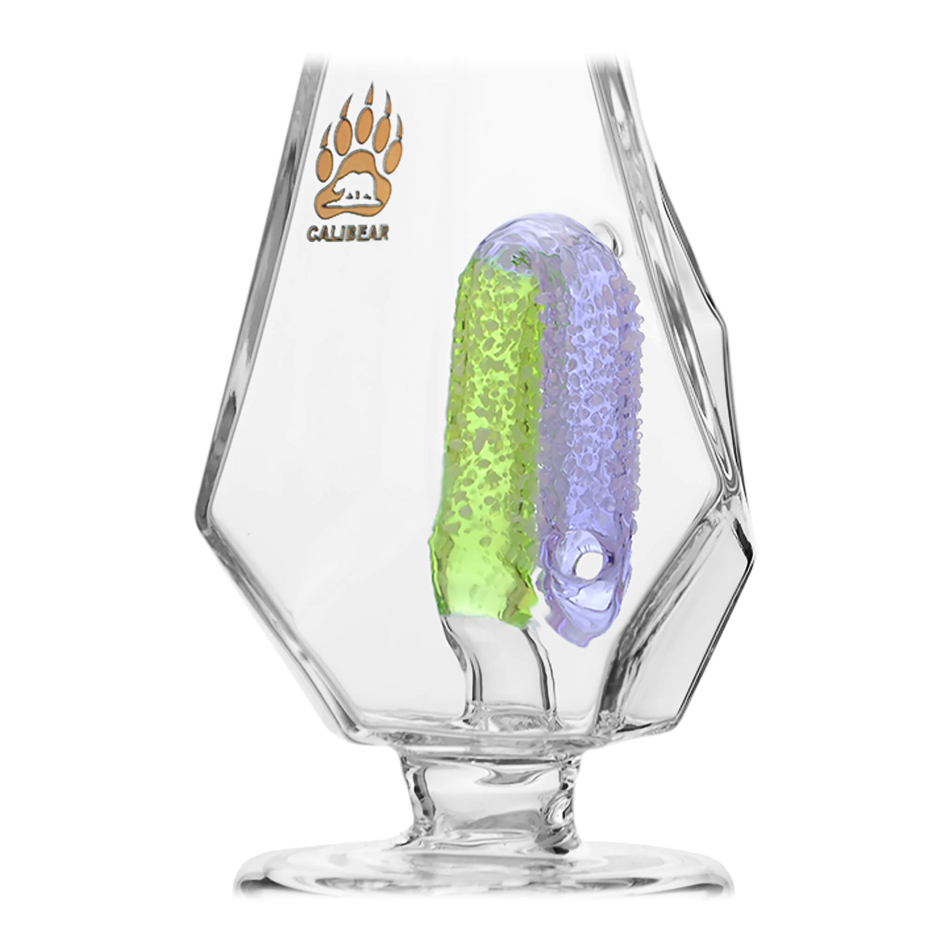 FANCY HEXAGON GUMMY PERC GLASS ATTACHMENT FOR FOCUS V CARTA ERIG- Premium carta glass attachment from Calibear Glass. Ideal for dabbing, providing smooth hits and durability. Shop high-quality dab rigs, water pipes, bongs, erig glasses and glass smoking accessories at Calibear Glass. Elevate your smoking experience with a durable and stylish glass dab rig. Free shipping on all orders.