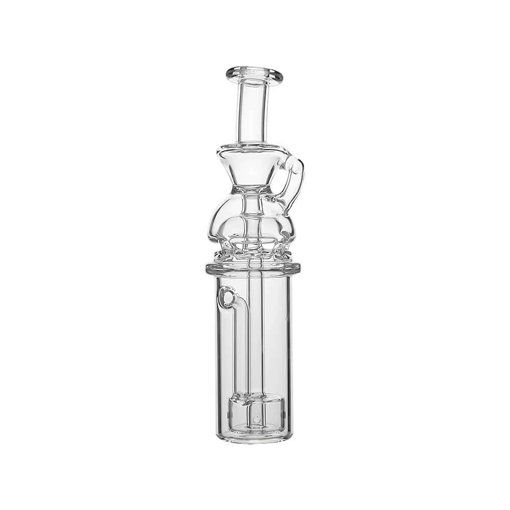 Calibear Fab Recycler glass attachment for Dr. Dabber Switch 2 featuring a clear Faberge-style body and integrated water recycling arm.