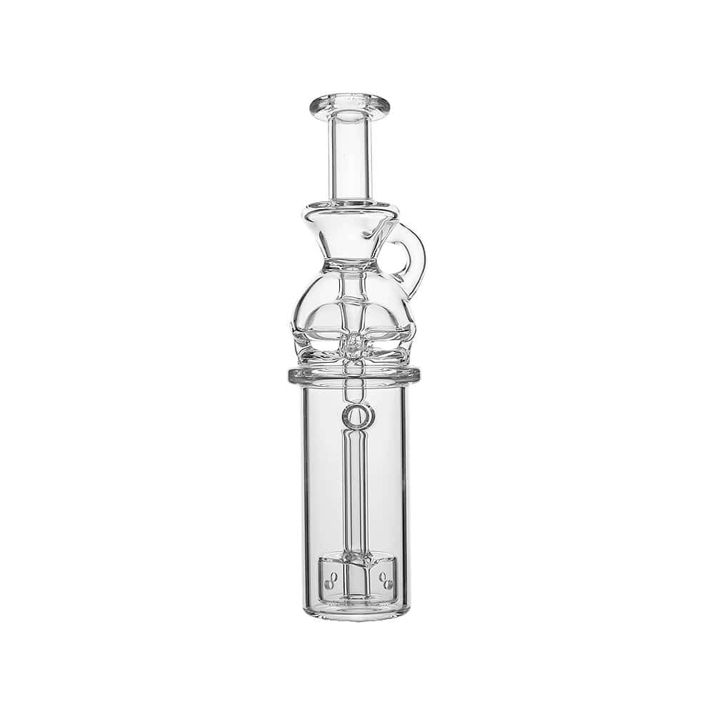 Calibear Fab Recycler glass attachment for Dr. Dabber Switch 2 featuring a clear Faberge-style body and integrated water recycling arm.