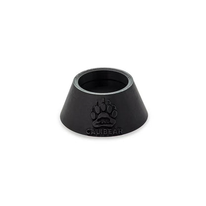 Black Focus V Carta glass stand base stabilizer by Calibear featuring a sturdy conical design and embossed bear paw logo.
