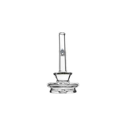 Calibear clear Gandalf Sherlock dry top glass attachments mounted on black Puffco Peak Pro e-rig bases, showcasing the sleek curved neck design from a side and front angle.