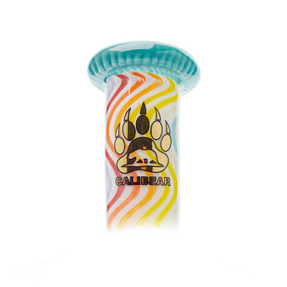Calibear heady wigwag glass attachment with opal for Puffco Peak OG and Peak Pro featuring colorful handcrafted wigwag patterns and recycler design.