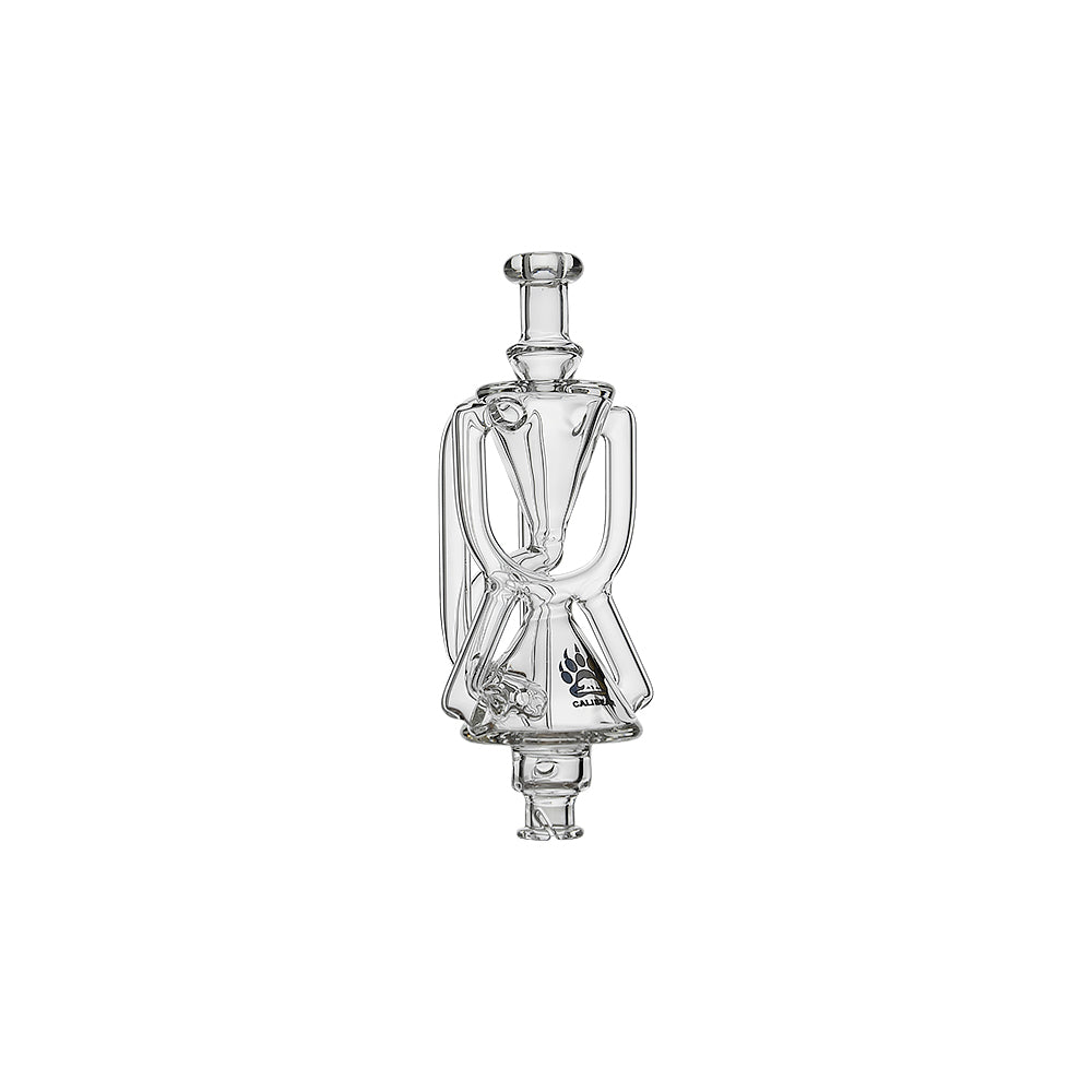 CALIBEAR HOURGLASS RECYCLER PIVOT MOUTHPIECE- Premium puffco glass attachment from Calibear Glass. Ideal for dabbing, providing smooth hits and durability. Shop high-quality dab rigs, water pipes, bongs, erig glasses and glass smoking accessories at Calibear Glass. Elevate your smoking experience with a durable and stylish glass dab rig. Free shipping on all orders.