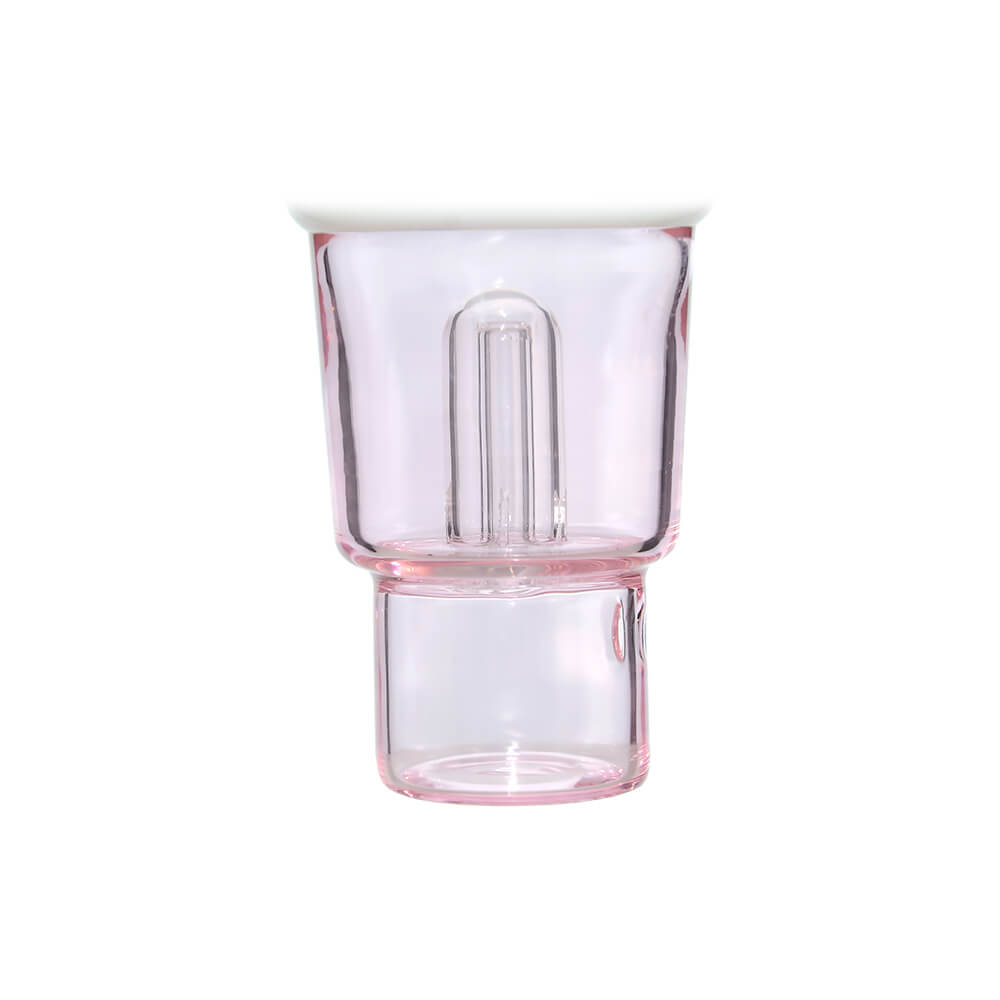 Calibear Ice Cream Stack glass attachment for Dr. Dabber Switch 2 featuring a lavender-tinted water chamber, white whipped cream top with sprinkles, and a red-striped straw mouthpiece.