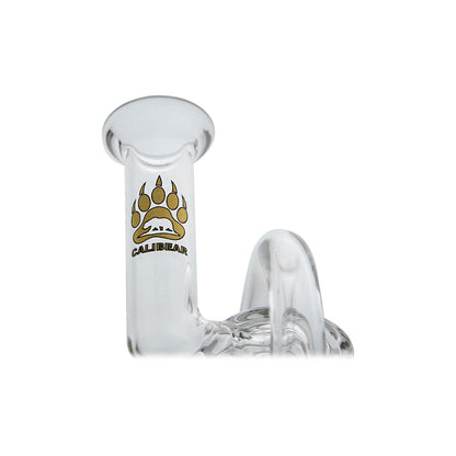 Klein Drop Bottle Glass Attachment with Encased Opal for Puffco Peak OG & Pro by Calibear Glass, displayed on Peak device and standalone, showcasing recycler design and iridescent opal inlay