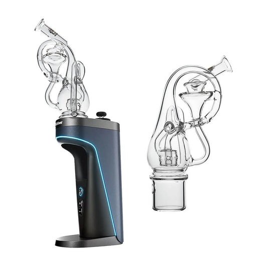 CALIBEAR Klein Bottle Recycler Glass Attachment for Dr. Dabber Switch 2, hand-blown borosilicate glass, Klein Bottle inspired recycler design for smooth, flavorful hits.