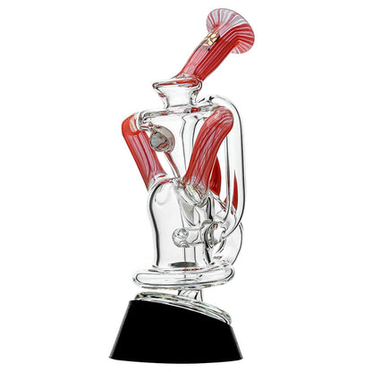 Multi-color recycler glass attachment for Puffco Peak OG & Pro by Calibear Glass, shown in yellow, green, teal, red, and amber, attached to a black Peak device.
