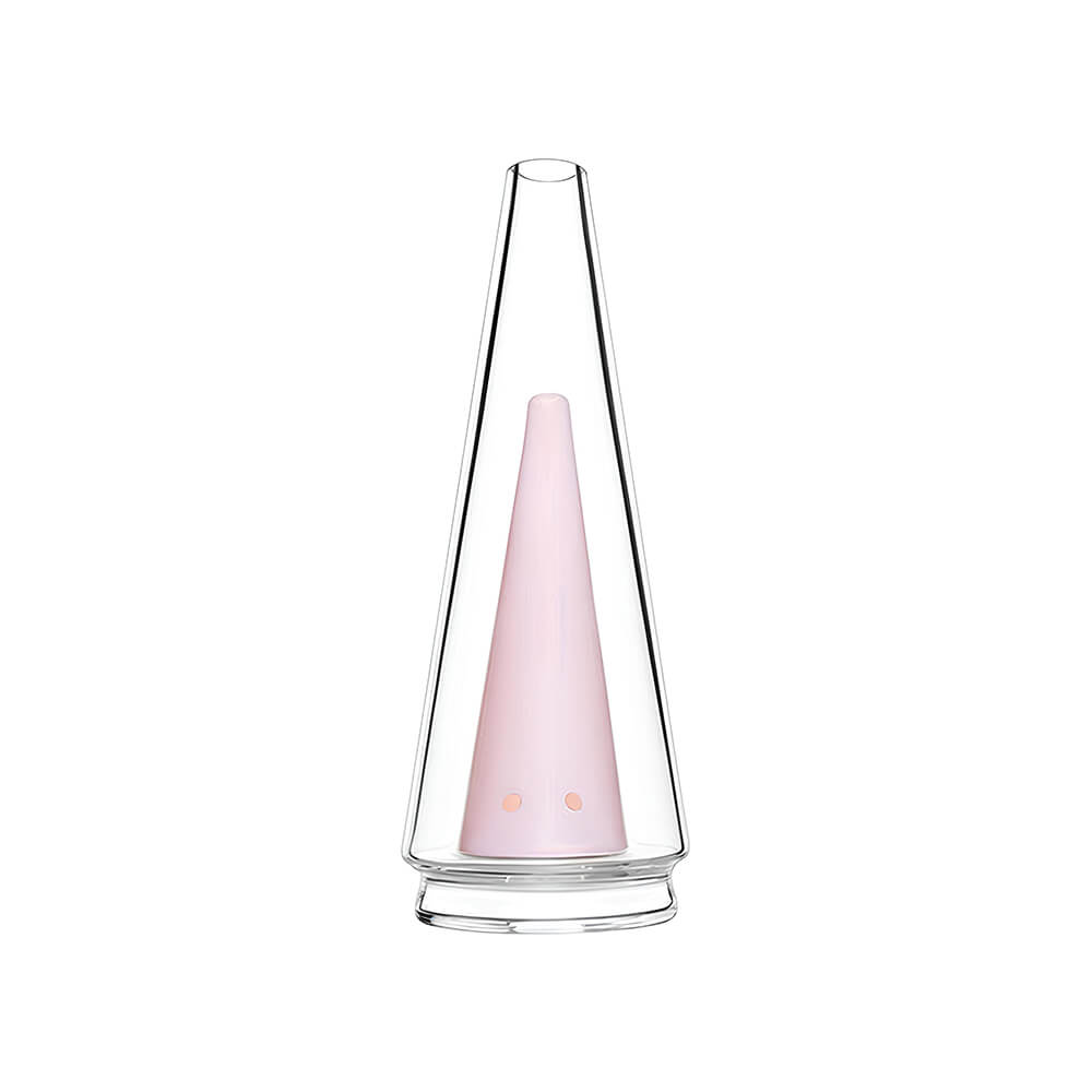 Calibear replacement glass attachments for Puffco Peak OG and Pro featuring various colored inner cones including black, pink, green, and blue.