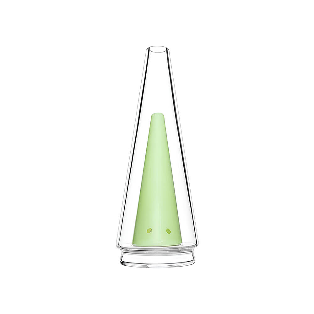 Calibear replacement glass attachments for Puffco Peak OG and Pro featuring various colored inner cones including black, pink, green, and blue.