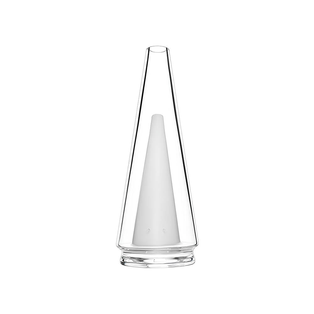 Calibear replacement glass attachments for Puffco Peak OG and Pro featuring various colored inner cones including black, pink, green, and blue.