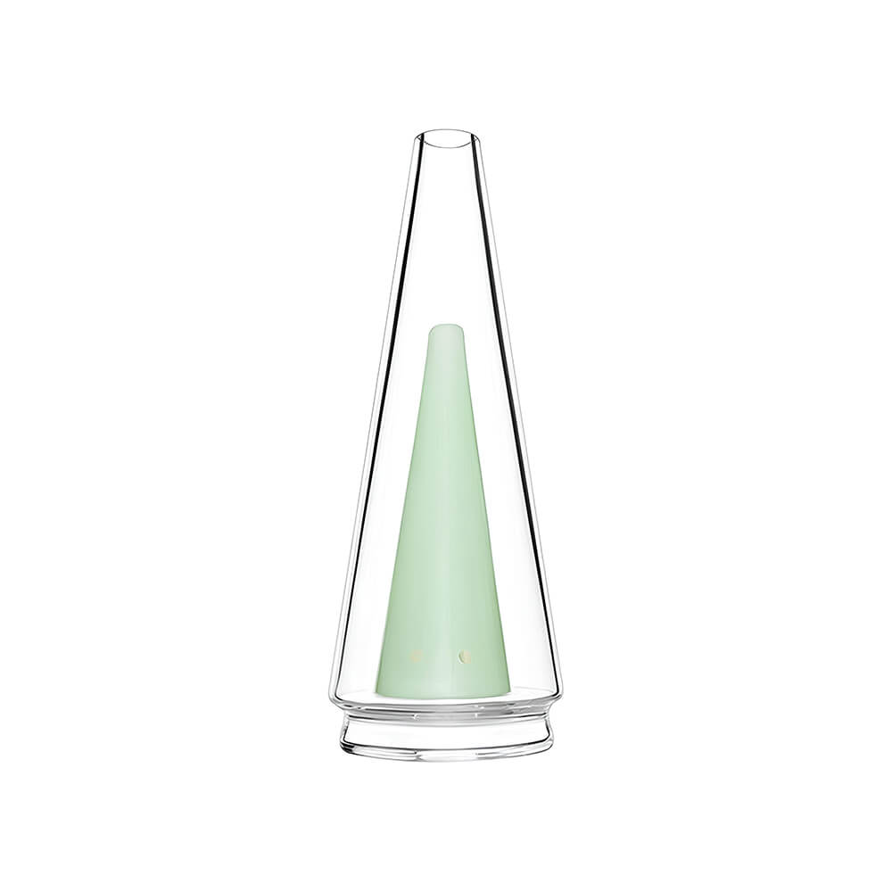 Calibear replacement glass attachments for Puffco Peak OG and Pro featuring various colored inner cones including black, pink, green, and blue.