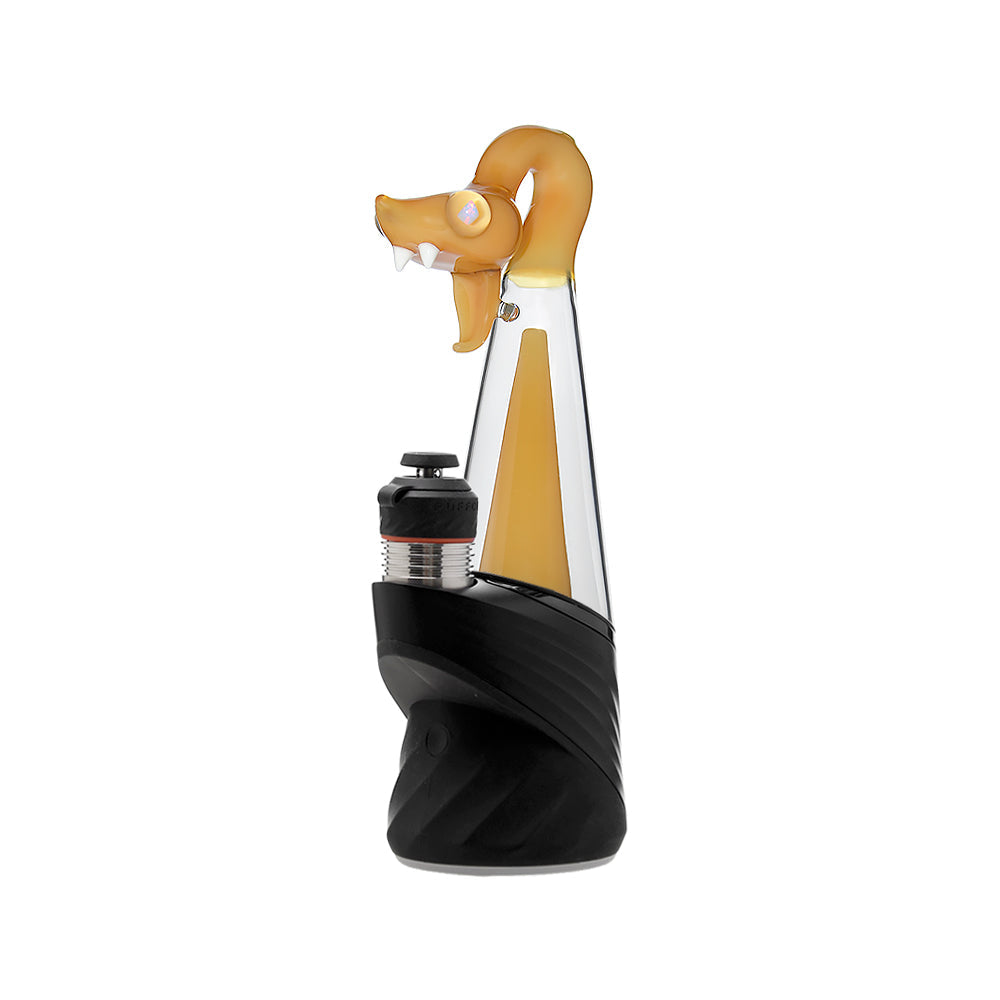 CaliBear Spirit Snake glass attachment for Puffco Peak OG and Pro with opal eyes and recycler water filtration, available in multiple colors.