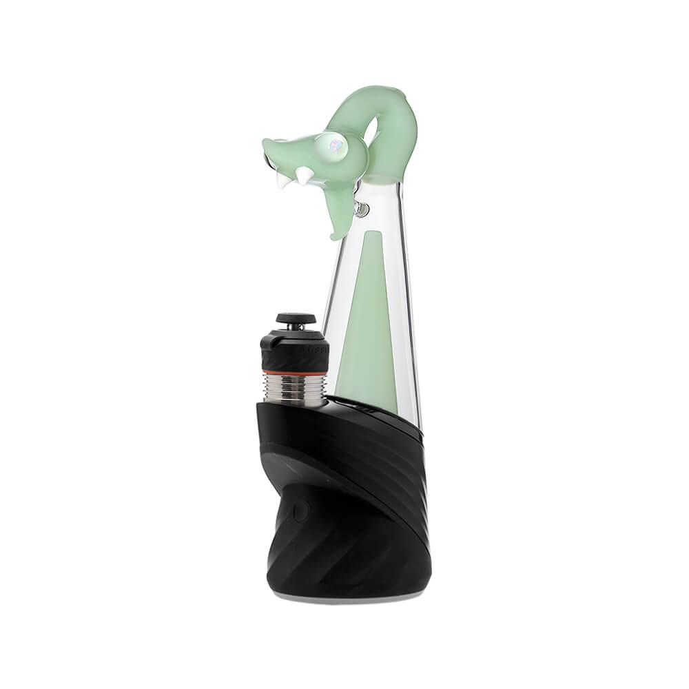 CaliBear Spirit Snake glass attachment for Puffco Peak OG and Pro with opal eyes and recycler water filtration, available in multiple colors.
