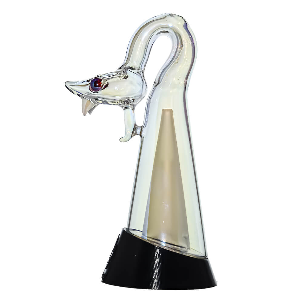 CaliBear Spirit Snake glass attachment for Puffco Peak OG and Pro with opal eyes and recycler water filtration, available in multiple colors.