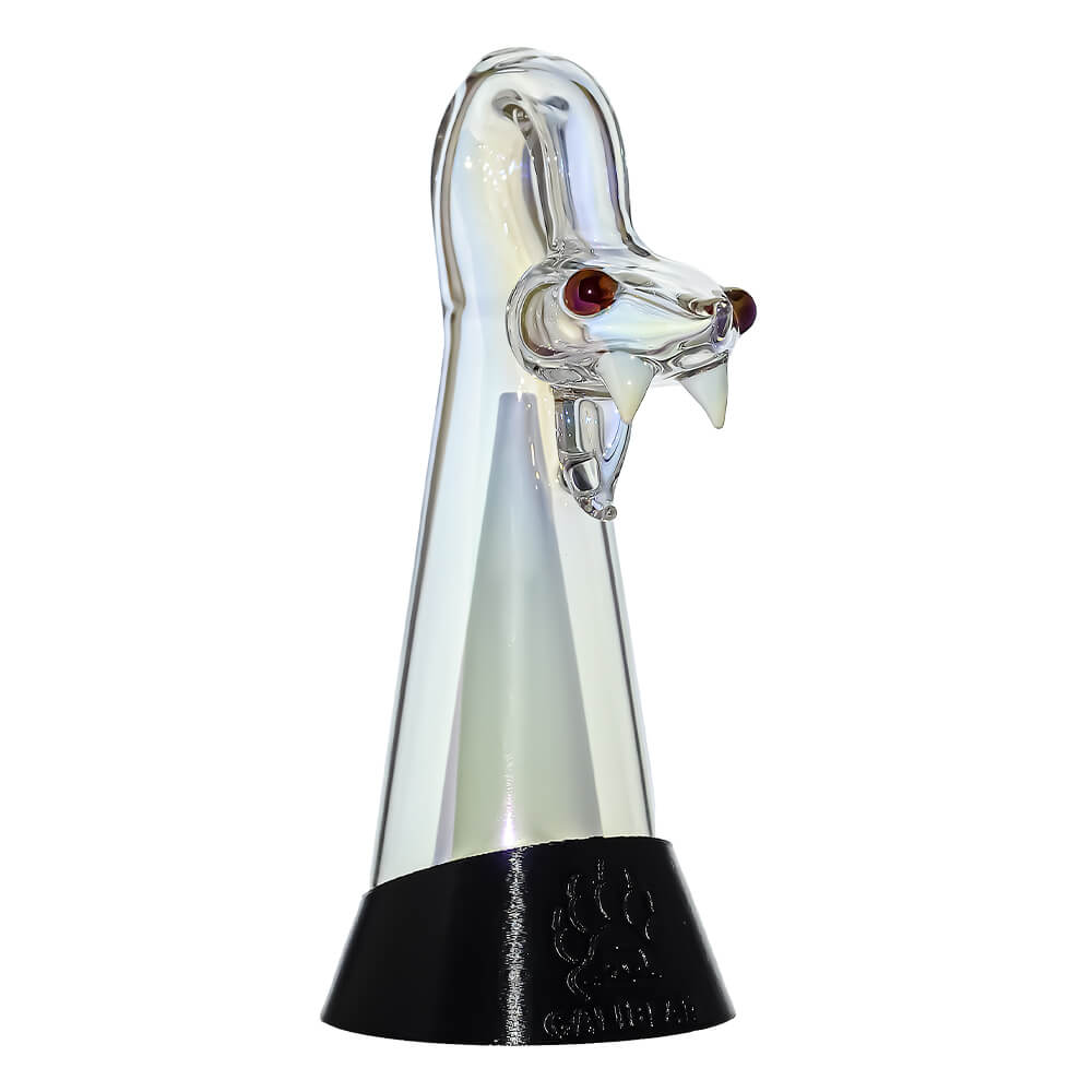 CaliBear Spirit Snake glass attachment for Puffco Peak OG and Pro with opal eyes and recycler water filtration, available in multiple colors.