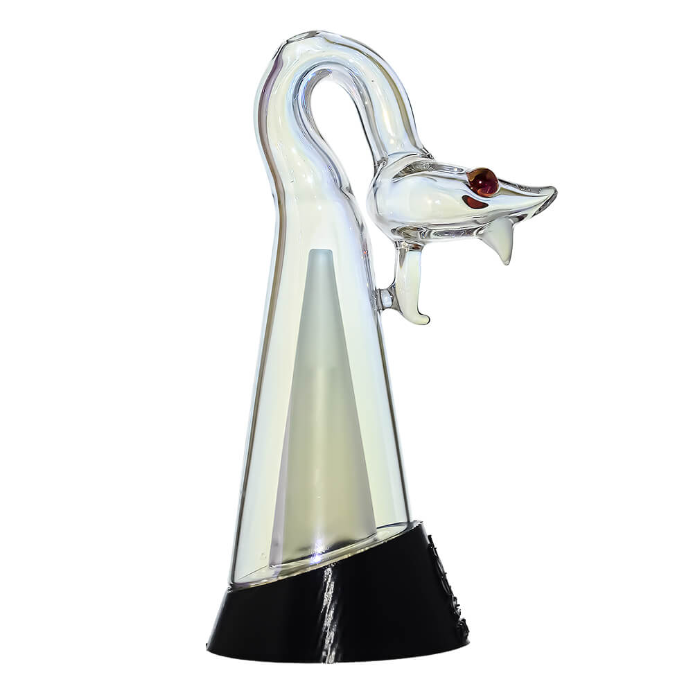 CaliBear Spirit Snake glass attachment for Puffco Peak OG and Pro with opal eyes and recycler water filtration, available in multiple colors.