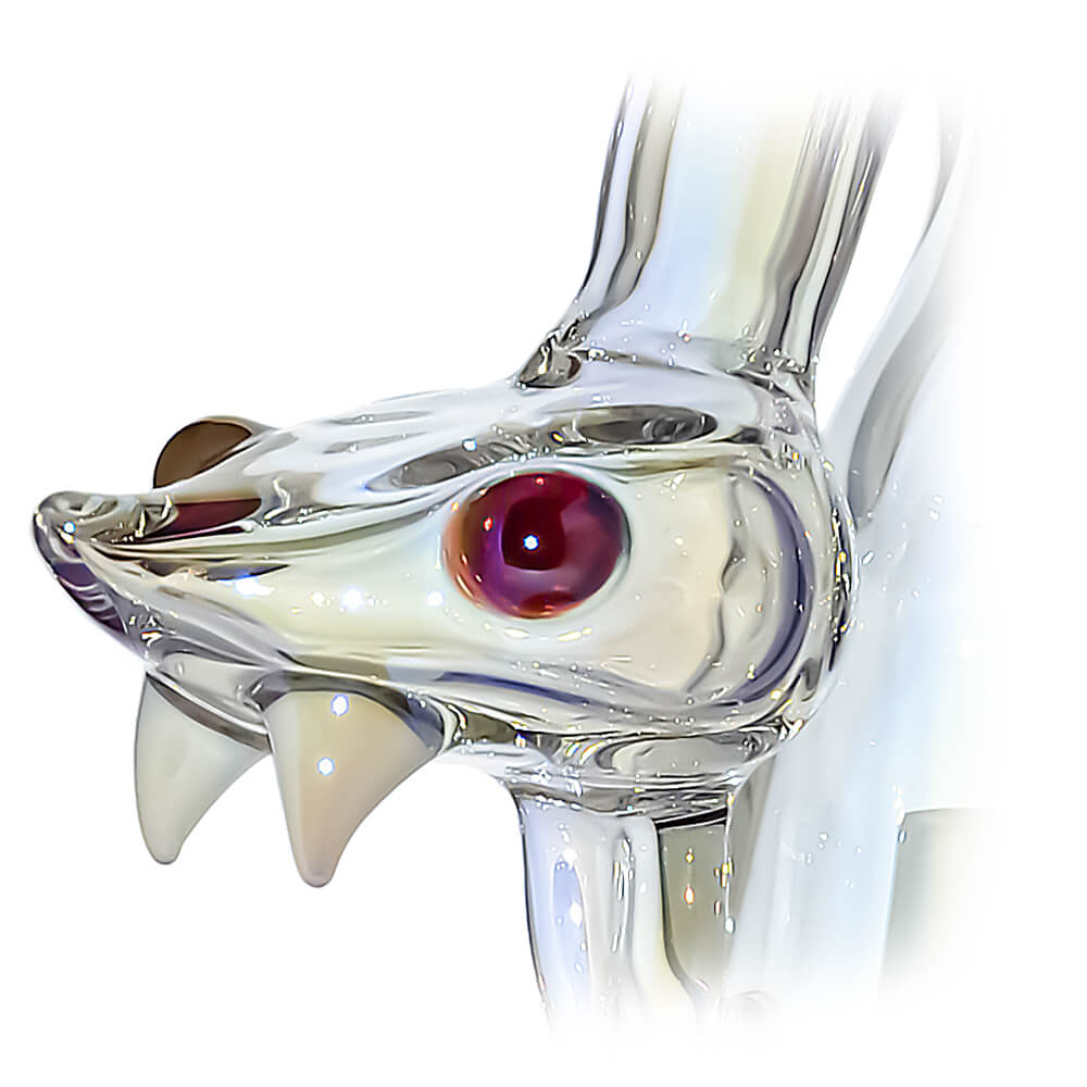 CaliBear Spirit Snake glass attachment for Puffco Peak OG and Pro with opal eyes and recycler water filtration, available in multiple colors.