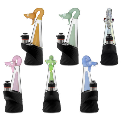 CaliBear Spirit Snake glass attachment for Puffco Peak OG and Pro with opal eyes and recycler water filtration, available in multiple colors.