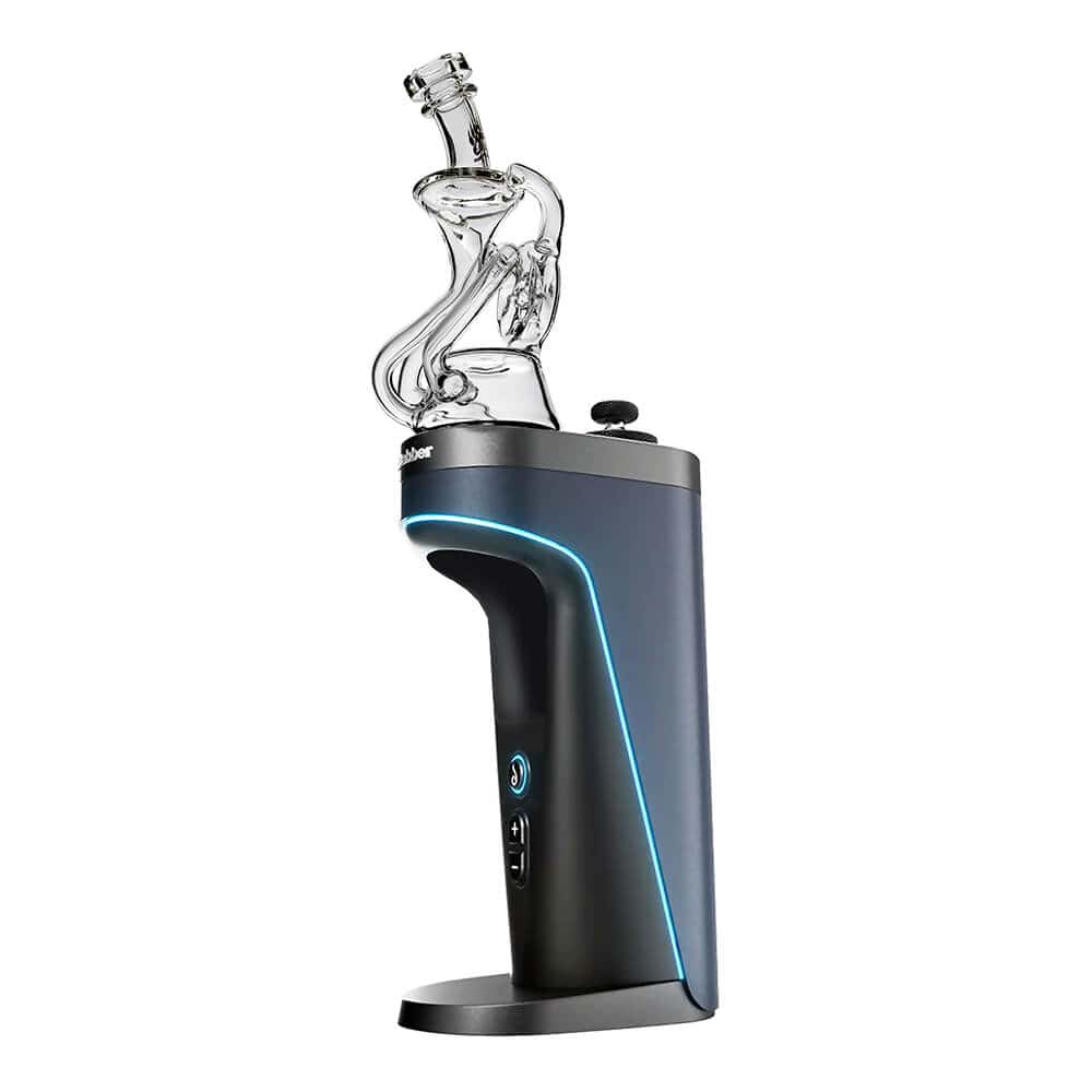 CALIBEAR Swiss Donut Recycler Glass Attachment for Dr. Dabber Switch 2, hand-blown borosilicate glass, multi-hole Swiss Donut diffusion design for smooth, flavorful hits.
