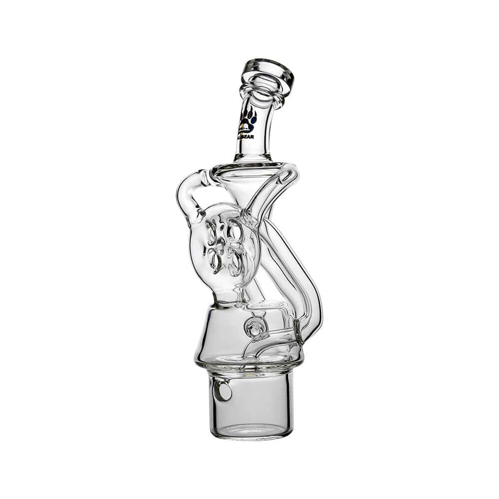 CALIBEAR Swiss Donut Recycler Glass Attachment for Dr. Dabber Switch 2, hand-blown borosilicate glass, multi-hole Swiss Donut diffusion design for smooth, flavorful hits.
