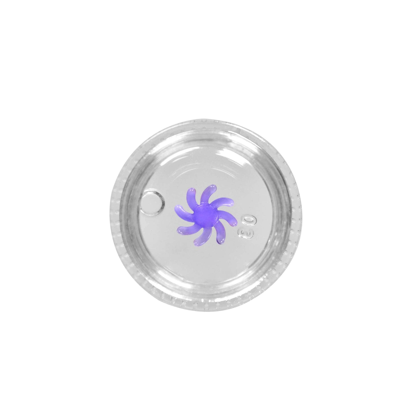 Calibear 15mm terp spinners in purple and green glass, featuring an 8-arm pinwheel design for Dr. Dabber Switch 2 and 25mm quartz bangers.