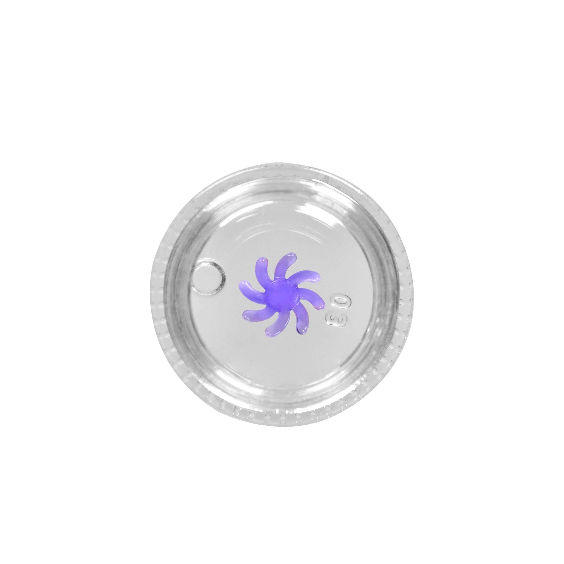Calibear 15mm terp spinners in purple and green glass, featuring an 8-arm pinwheel design for Dr. Dabber Switch 2 and 25mm quartz bangers.