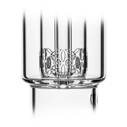 Calibear Seed of Life percolator glass attachment for Dr. Dabber Switch 2 featuring a clear cylindrical chamber and precision-cut geometric perc.