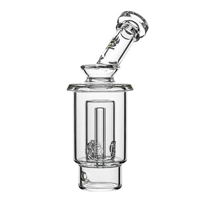 Calibear Seed of Life percolator glass attachment for Dr. Dabber Switch 2 featuring a clear cylindrical chamber and precision-cut geometric perc.