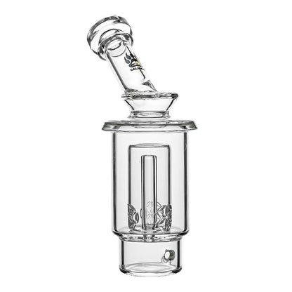 Calibear Seed of Life percolator glass attachment for Dr. Dabber Switch 2 featuring a clear cylindrical chamber and precision-cut geometric perc.