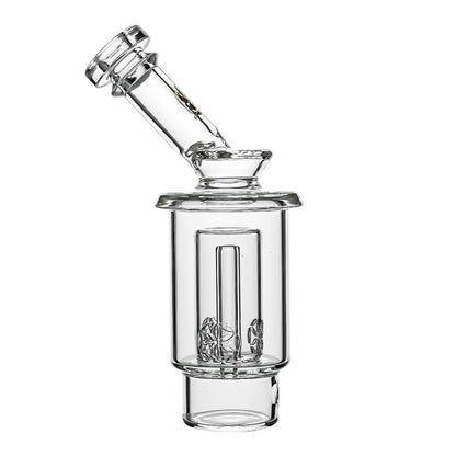 Calibear Seed of Life percolator glass attachment for Dr. Dabber Switch 2 featuring a clear cylindrical chamber and precision-cut geometric perc.