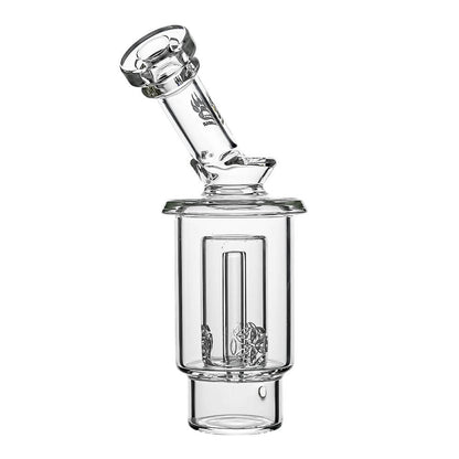 Calibear Seed of Life percolator glass attachment for Dr. Dabber Switch 2 featuring a clear cylindrical chamber and precision-cut geometric perc.