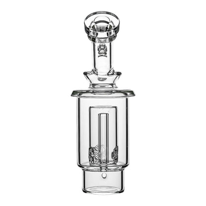 Calibear Seed of Life percolator glass attachment for Dr. Dabber Switch 2 featuring a clear cylindrical chamber and precision-cut geometric perc.