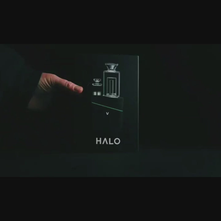 function video of VLAB Halo portable e-rig featuring the upgraded 3D ceramic chamber for smooth travel vaporizer hits